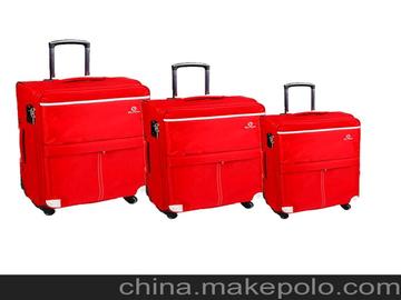 东莞箱包工厂专业生产RS1007大红色休闲三面箱内置箱行李拉杆箱包